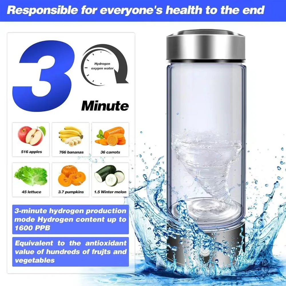 Hydrogen Generator Water Cup Filter Ionizer Maker Hydrogen-Rich Water Cup Portable Quality Filter Healthcare Water Cup USB 420ml