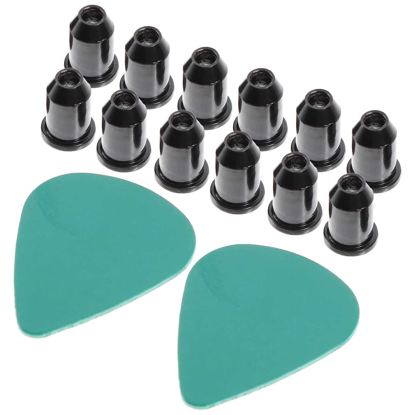 

12Pcs Guitar String Through Body Buckles Ferrules With Picks For Electric Guitar Maintenance And Replacement