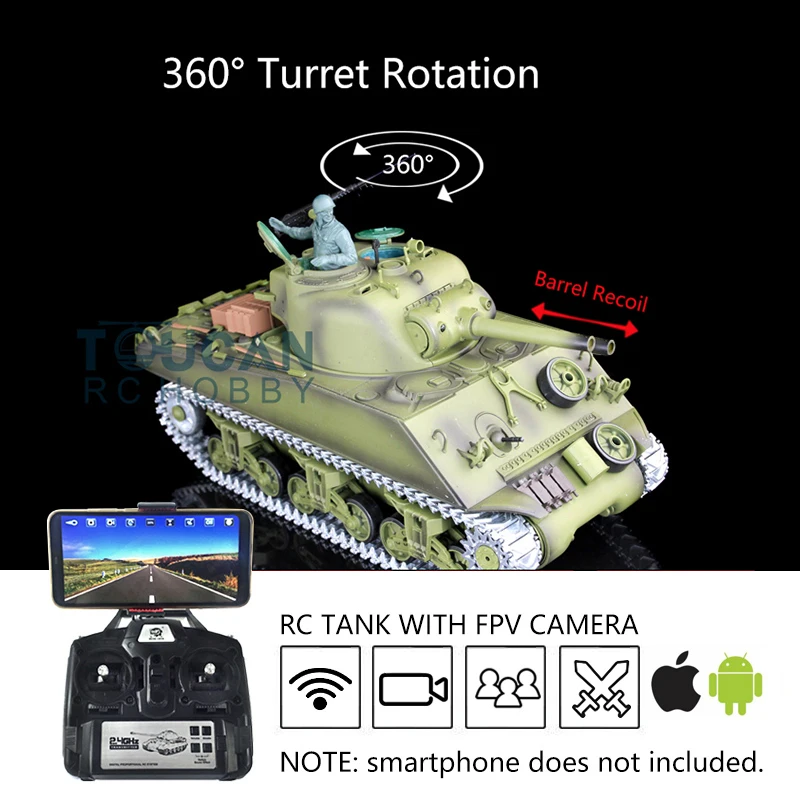 

Henglong Toucanhobby DIY 1/16 FPV 7,0 M4A3 SherRTR RC Tank 3898 360