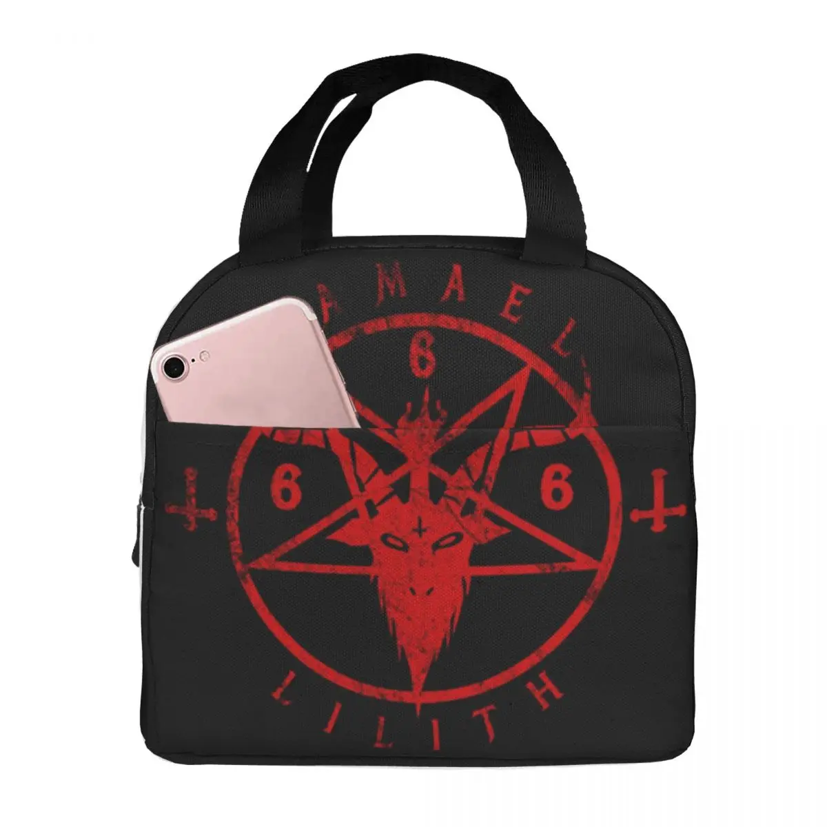 Satanic Pentagram-Baphomet Lunch Bags Insulated Bento Box Lunch Tote Leakproof Picnic Bag Cooler Thermal Bag for Woman Girl Work