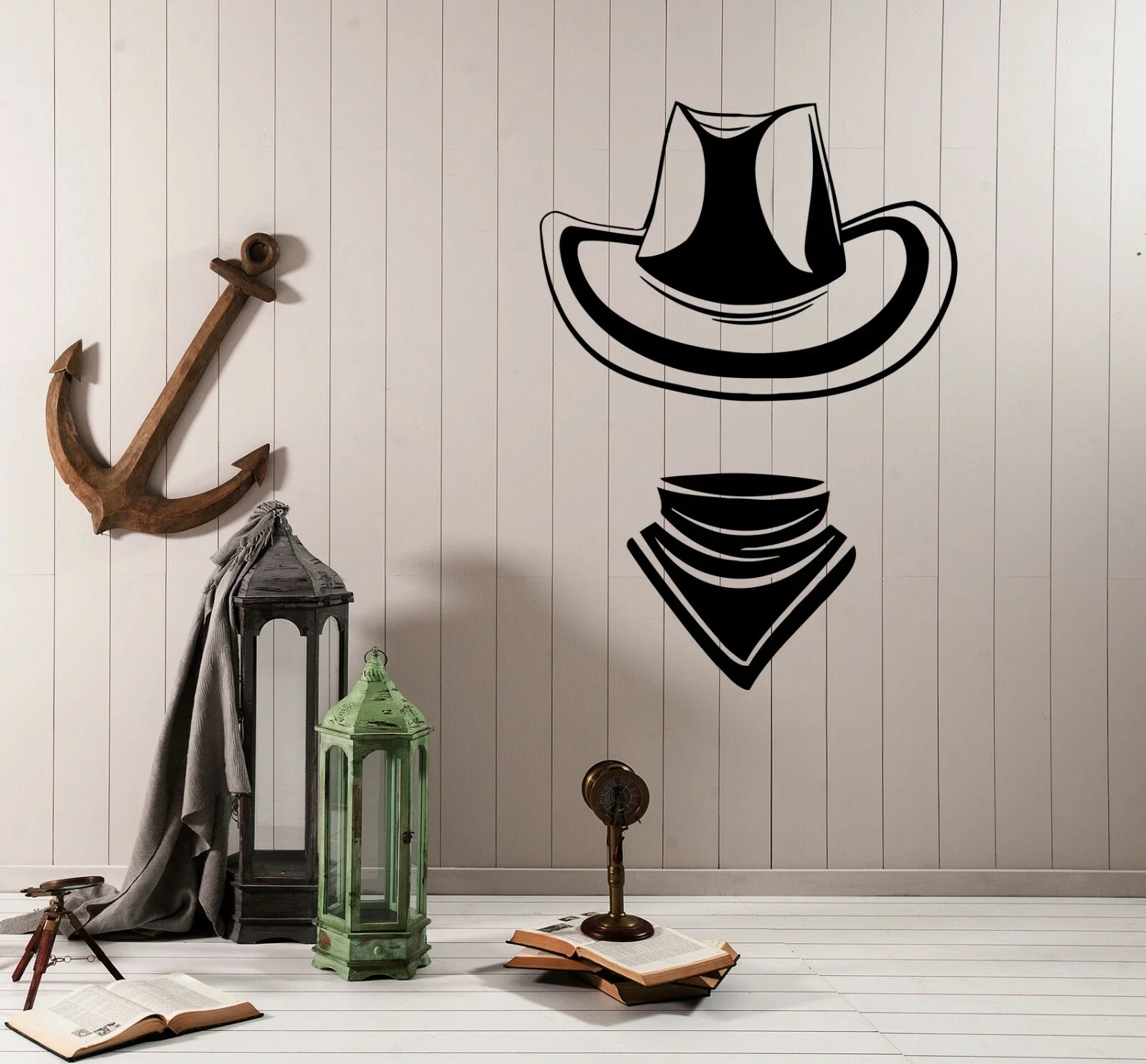Wall Decal Bandit Cowboy Hat Scarf Clothes Vinyl Sticker (ed2049)