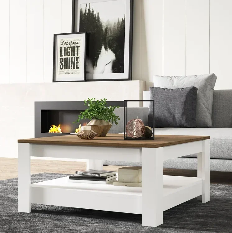

Simple and Sturdy Coffee Table Customized Double Color Living Room Center Table Spacious Storage Dining Table