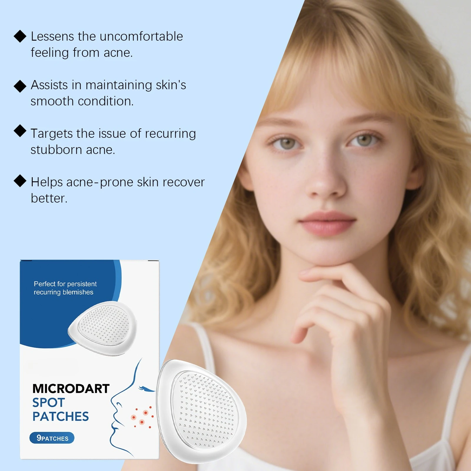 رقع العناية بالحب الشباب - تركيبة لطيفة لتلاشي حب الشباب، صديقة للبشرة، قابلة للتنفس، مغذية ومحمولة لحب الشباب