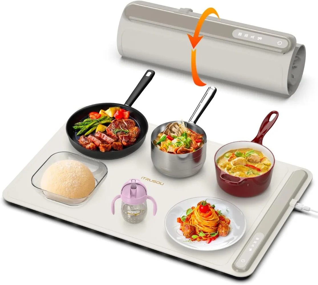 

Electric Heating Tray Full Surface Heating Rollable and Portable High Quality Silicone 3 Temperature Settings Automatic Shut-off