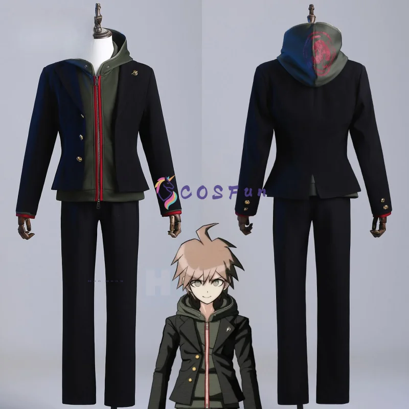 

Anime Danganronpa Naegi Makoto Cosplay Costume Anime Character Halloween Carnival Party Coat Brooch Prop COSFun