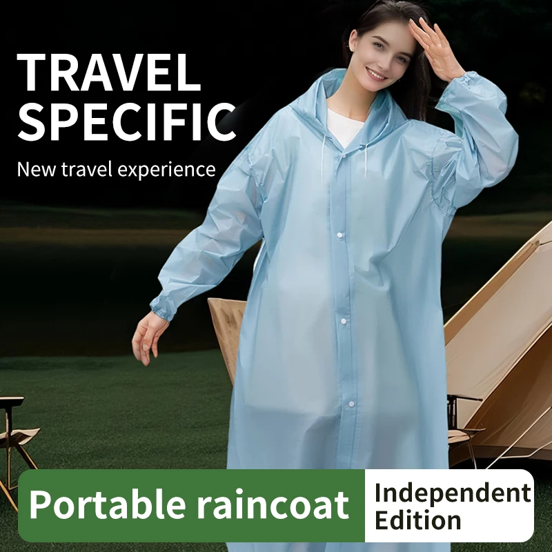 Adult Long Raincoat Waterproof Thickened Rain Jacket With Hood Elastic Cuffs Individually Packaged For Men Women Outdoor