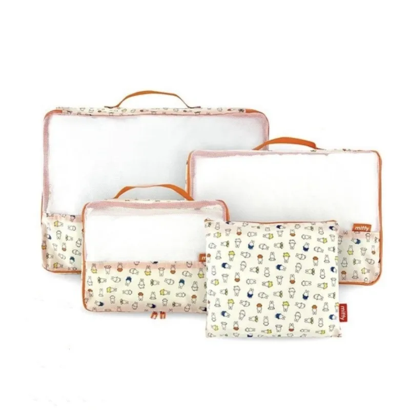 

4PCS Hot Miffy Series Luggage Bag Exquisite Creativity Cartoon Print High-capacity Portable Travel Storage Bag