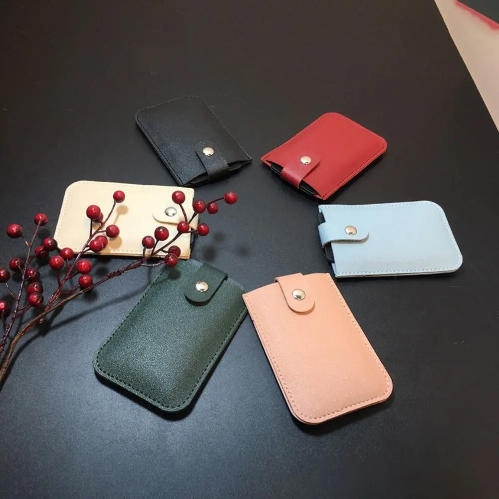 PU Leather Credit Card Case Students Bus Card Holder Women Card Case Small Purse Wallets Pulling Card Holder Men Card Cover