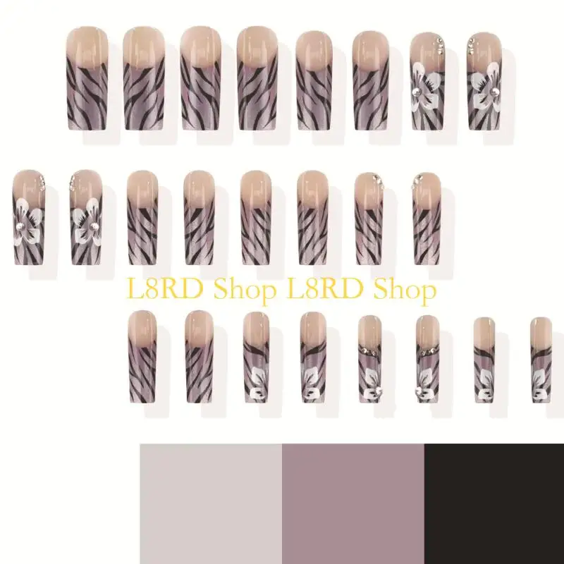 L8rd Cats Eye Press on child, luccichi chiodo falso per unghie falsa falsa unghie acrilica