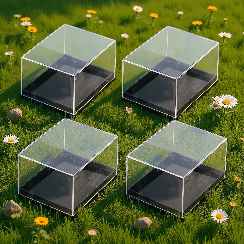 

4Pcs Clear Specimen Storage Box Transparent Display Case for Gems Minerals Jewelry Small Object Organizer Small Specimen Case