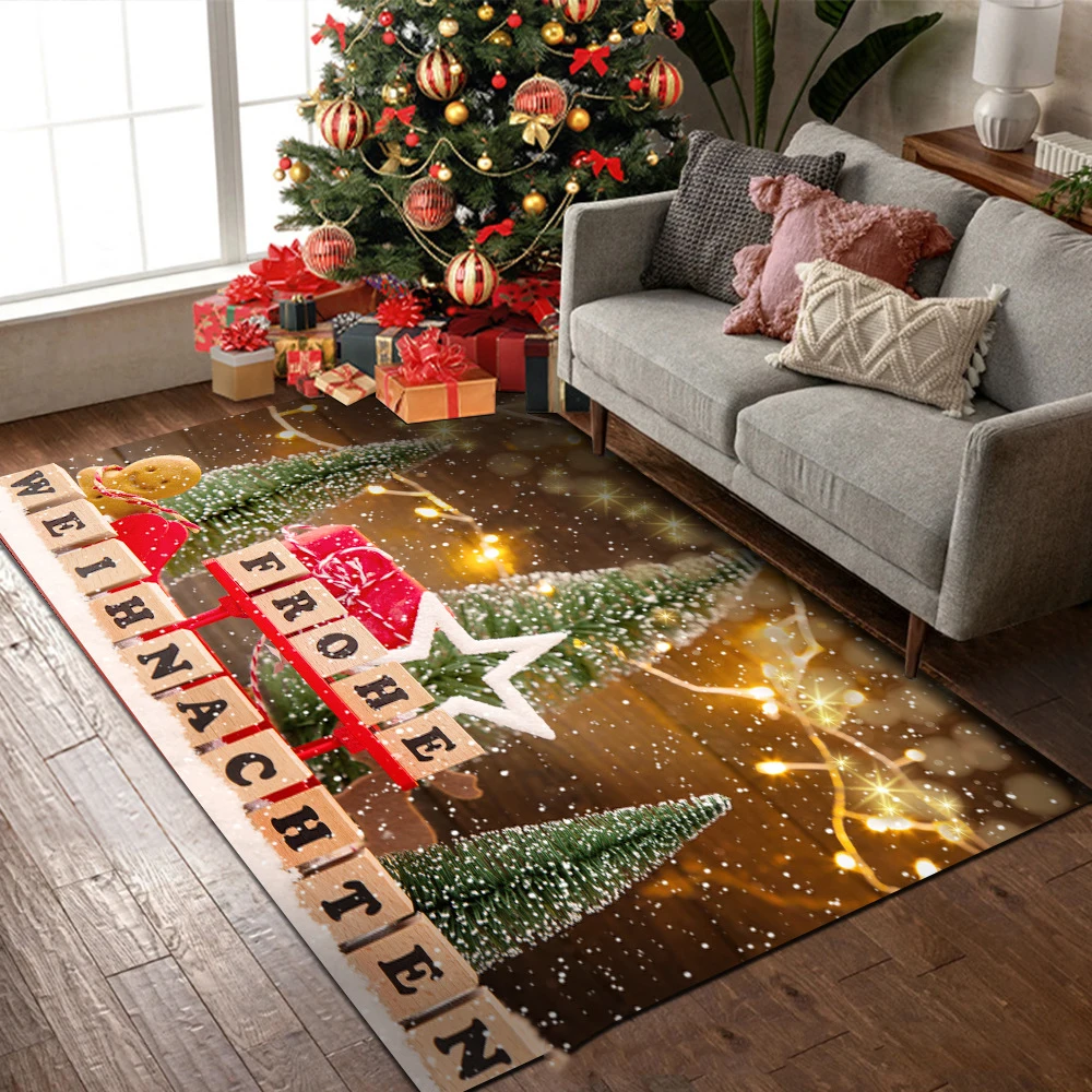 Home Decor Modern Christmas  Entrance Carpet Living Room Coffee Table Blanket Santa Mat Bedroom 