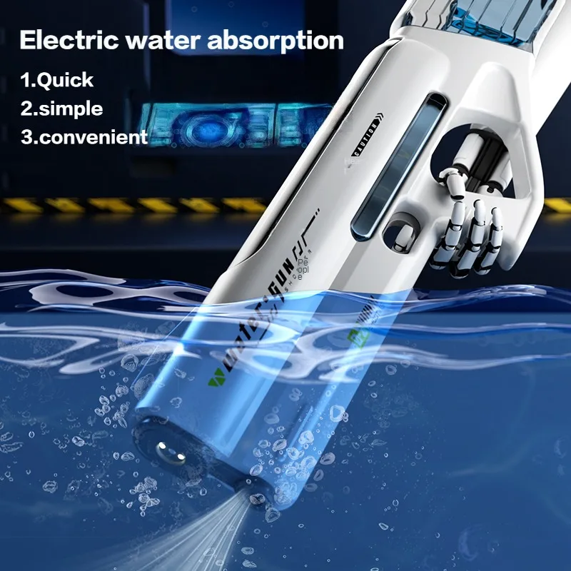Pistola ad acqua automatica con aspirazione ad acqua; giocattolo elettrico con pistola ad acqua di grande capacità; regalo per bambini.
