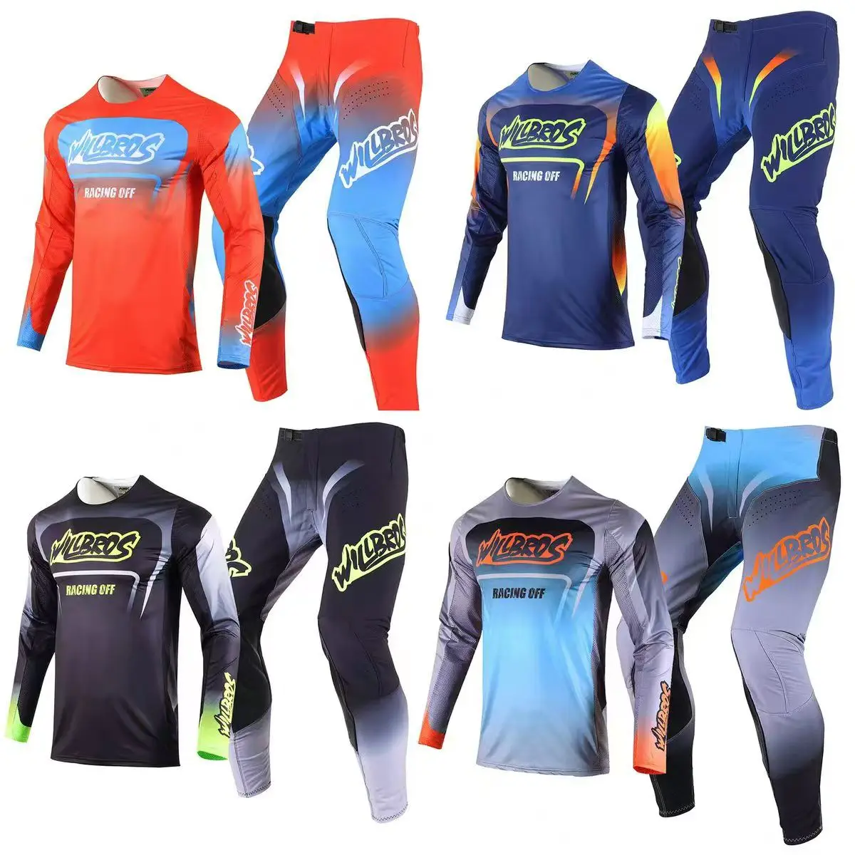 Willbros MX ATV UTV Jersey&Pants Combo Motocross Racing Off Dirt Bike Offroad Riding Enduro Flexair Mach Unisex Gear Set