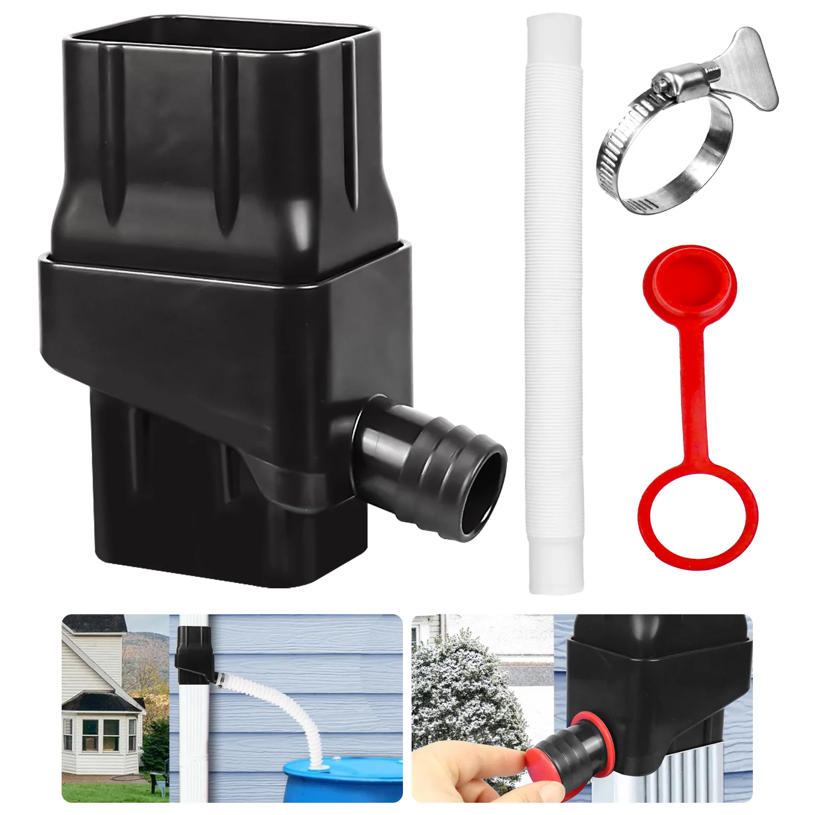 Rainwater Collection System Yard Gutter Drain with Hose Rainwater Collector for Downspout Watering Roof Water Harvesting