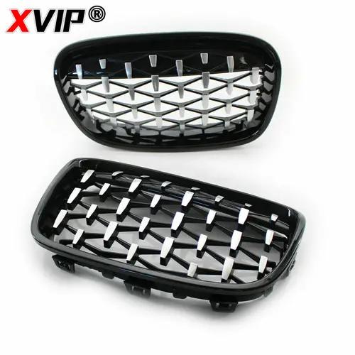 Imagen 2 del producto XVIP parrillas de rejilla delantera de coche negro brillante para BMW 1 Series F20 m140i 118d F21 2012-2014 accesorios de rejilla estilo diamantes delanteros
