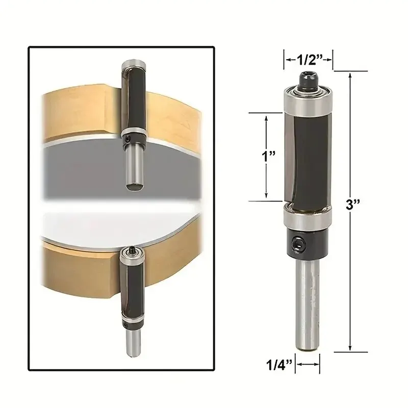 1pc Woodworking Power Tools 1/4\'\' Shank Top & Bottom Bearing Flush Trim Router Bit