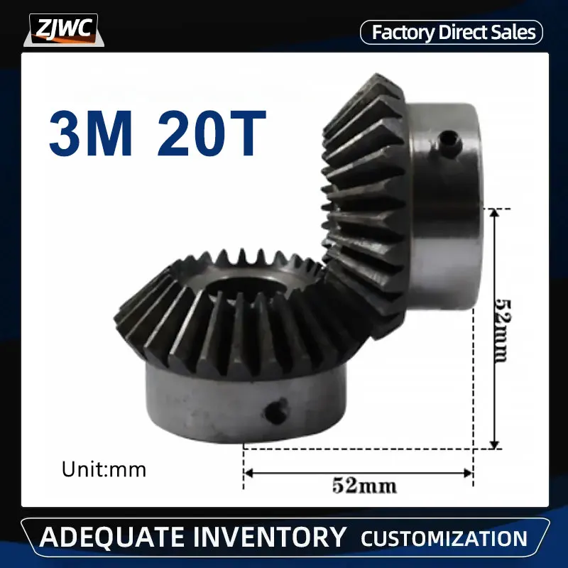 

2pcs Bevel Gear 3M 20Teeth With Inner Hole 14/15/16/17/18/19/20/22/24/25/28mm 90 Degree Drive Commutation Steel Gears With Screw