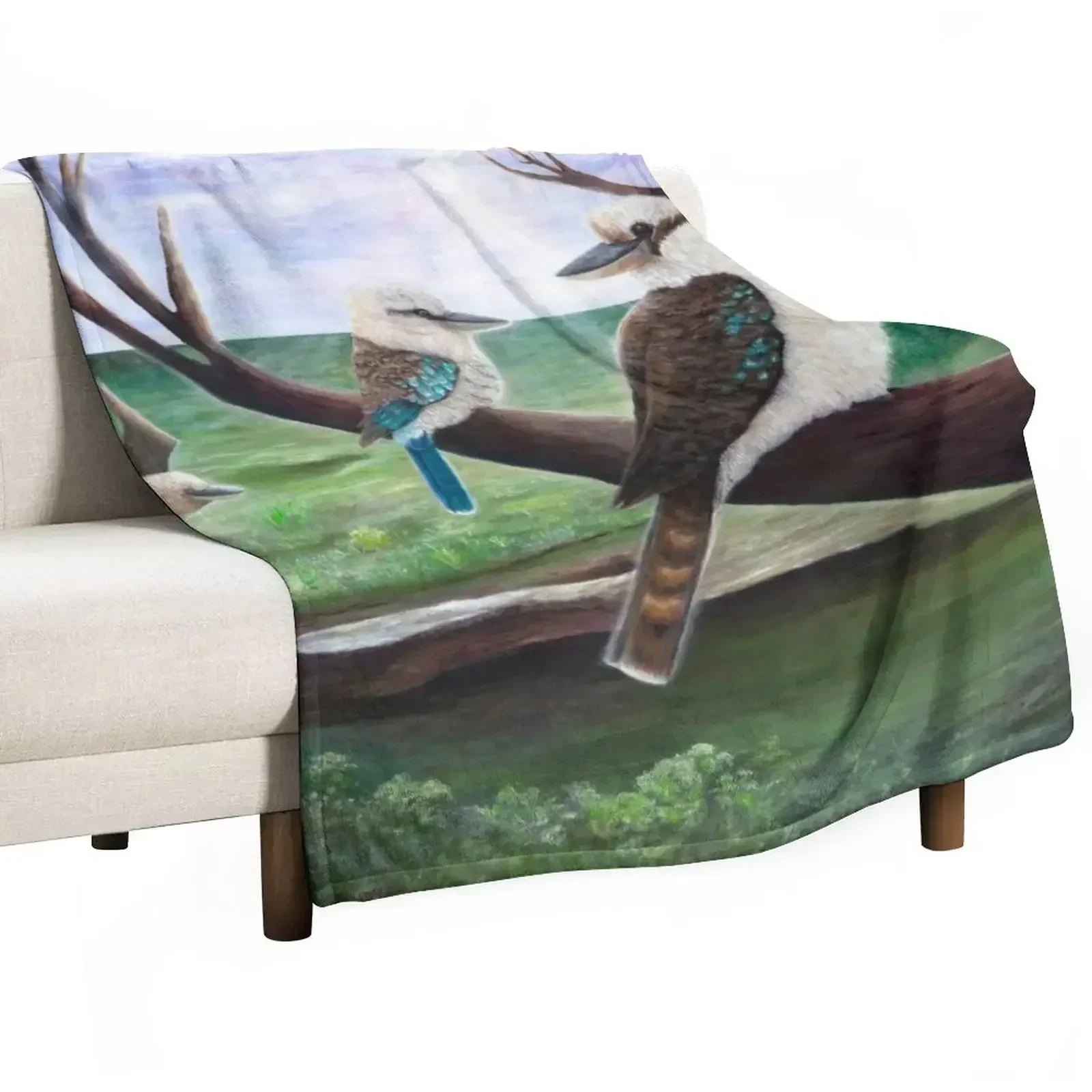 Kookaburra Haven Throw Blanket Bed Decorative Beds Retros Hair Blankets