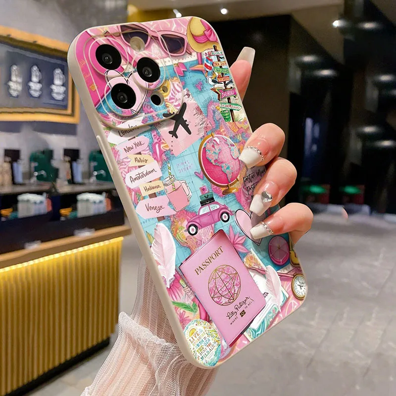 Travel Plane Printed Matte Anti-Drop Phone Case For iPhone 18 17 16 15 14 13 12 11 Pro Max XS XR 7 8 Plus 16E Air 13 Mini Cover