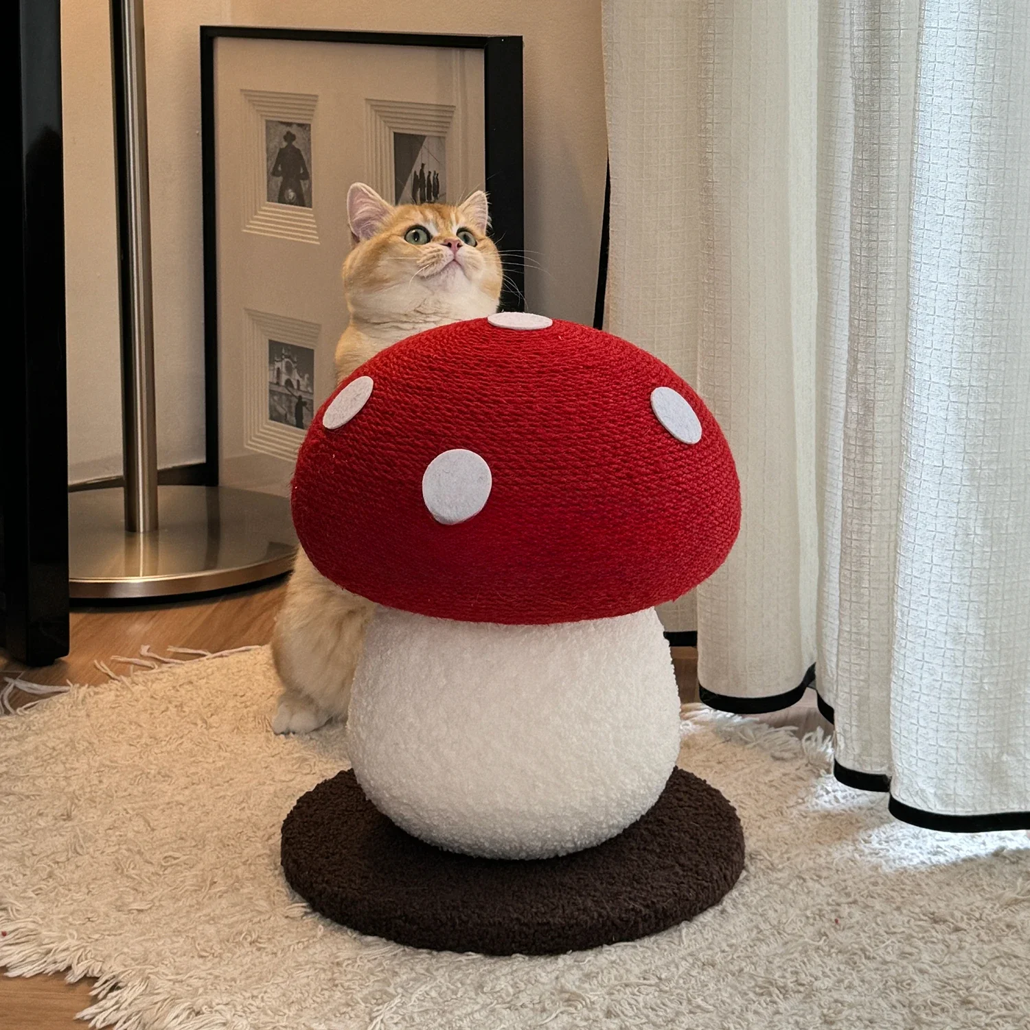 Red mushroom cat scratching board cute wear-resistant anti-scratch cat toy