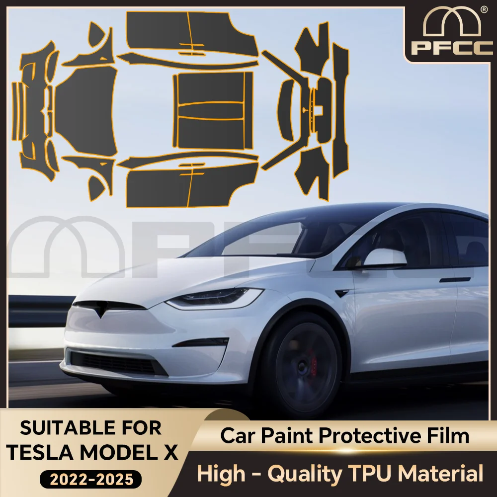 

TPU For Tesla Model X 2022-2025 9Mil Anti-Scratch Paint Protection Film Car Body Clear Bra Pre-cut PPF Resistant Invisible Cover