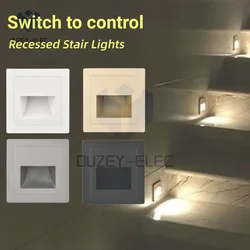 Recessed Outdoor Step Lights Stair Light Switch to Control Stair 6000k 3000k LED Deck Lights Corridor Indoor Lighting