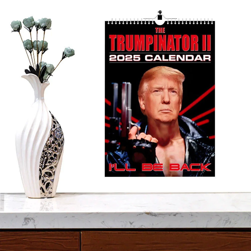 Calendario Trump 2025 The Trumpinator 2025 Calendario de pared Divertido tipo duro Donald Trump Calendario colgante Planificador para la oficina en casa