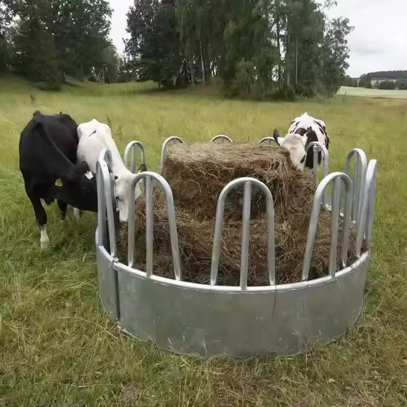 Portable Galvanized Cattle / Sheep / Horse Round Bale Hay Feeder for Farm Livestock Raise