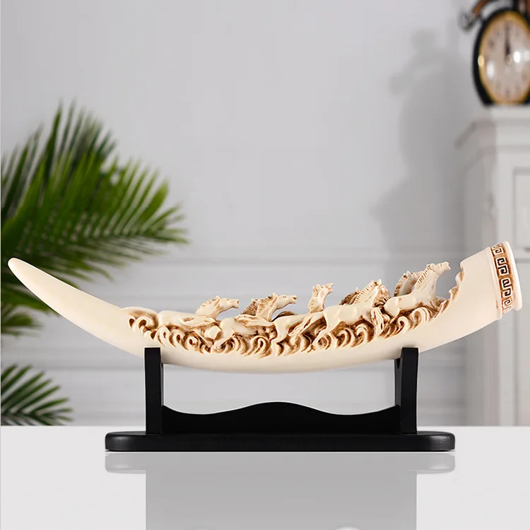 European Style Living Room Wine Cabinet Office Entrance Imitation Ivory Ornament Resin Handicraft Home Decoration Opening Gift