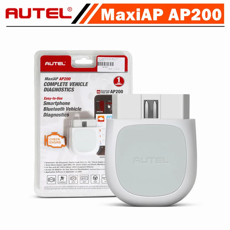 Autel MaxiAP AP200 Bluetooth Full Systems Diagnostic Tool with AutoVIN Service for Family DIYers