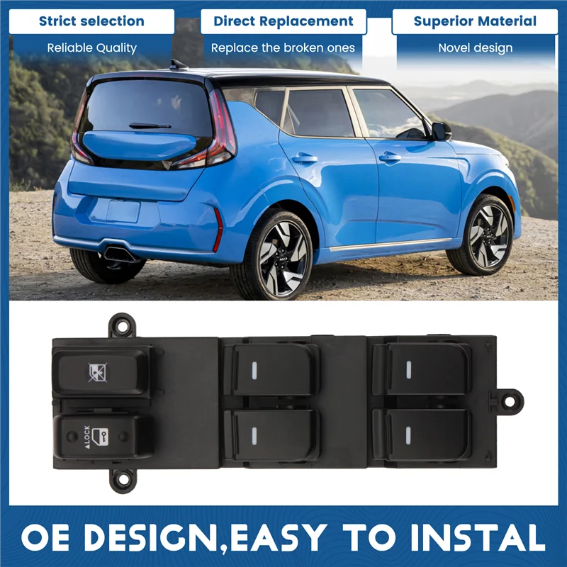 AS95 - Przełącznik sterowania szybą elektryczną przednią lewą kompatybilny z KIA SOUL 2010-2013, numer części 93570-2X100, przycisk podnoszenia szyby 935702X100WK