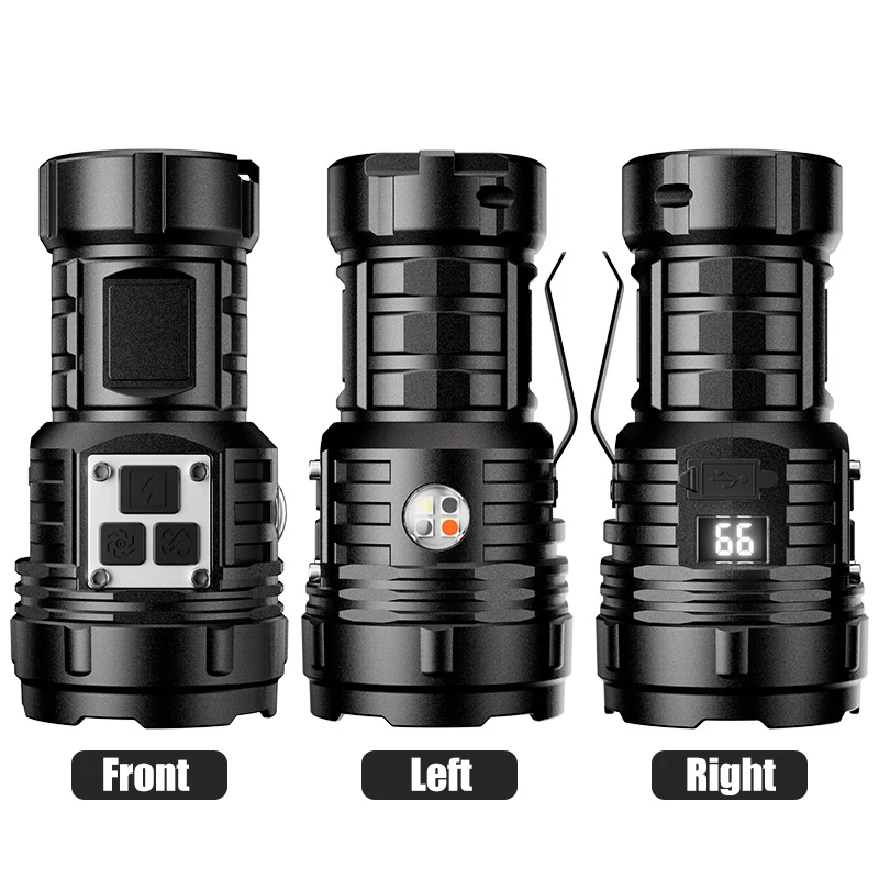 Multi-function portable outdoor flashlight power display rear magnetic built-in battery uv flashlight emergency lights