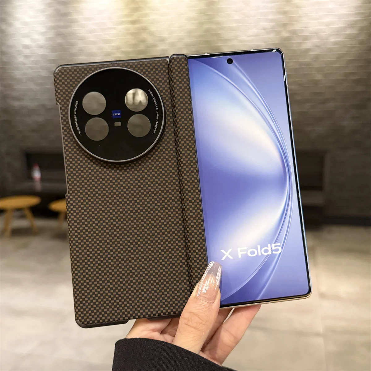 

Для VIVO X Fold 5 Чехол из жесткого ПК из углеродного волокна 2, средний шарнир, защитная задняя крышка, чехол для телефона VIVO X Fold 5, чехол