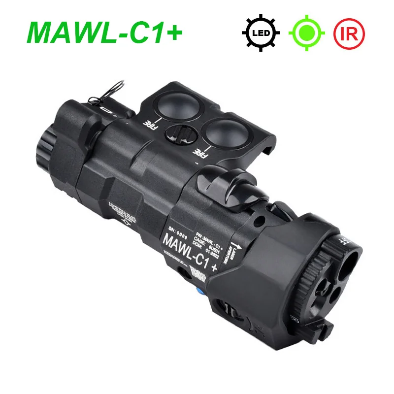 Airsoft Upgraded LED Weapon Light, Tactical Green Laser, IR Illuminator, Hunting Rifle Flashlight, Picatinny Rail, MAWL-C1 +