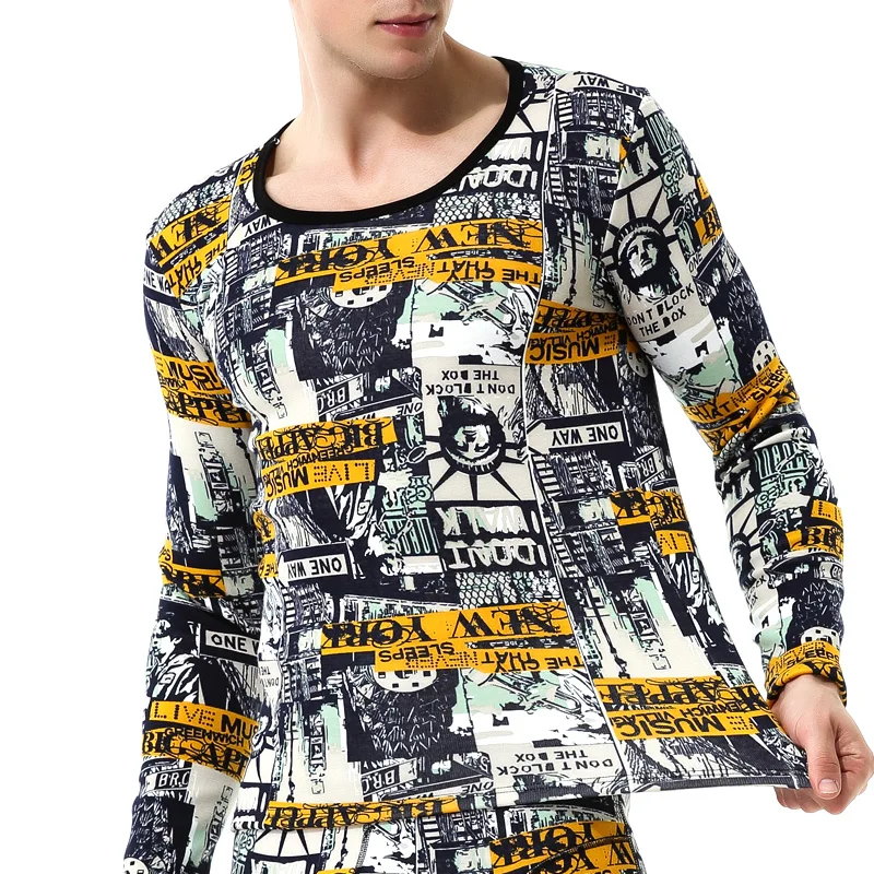 

Осенне-зимнее мужское утепленное флисовое пальто с круглым вырезом, зимний облегающий молодежный хлопковый свитер, осеннее теплое нижнее белье