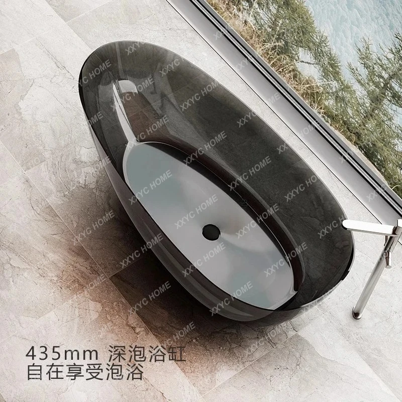 A Transparent bathtub Color crystal resin Thin edge Independent goose egg shaped hotel Artificial stone bathtub