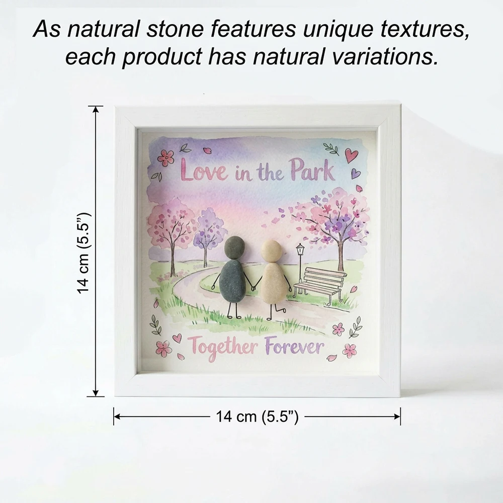 Custom Personalized Couple Park Pebble Art Wooden Frame,Present For Partner,Home Tabletop Ornament,Anniversary Surprise Gift