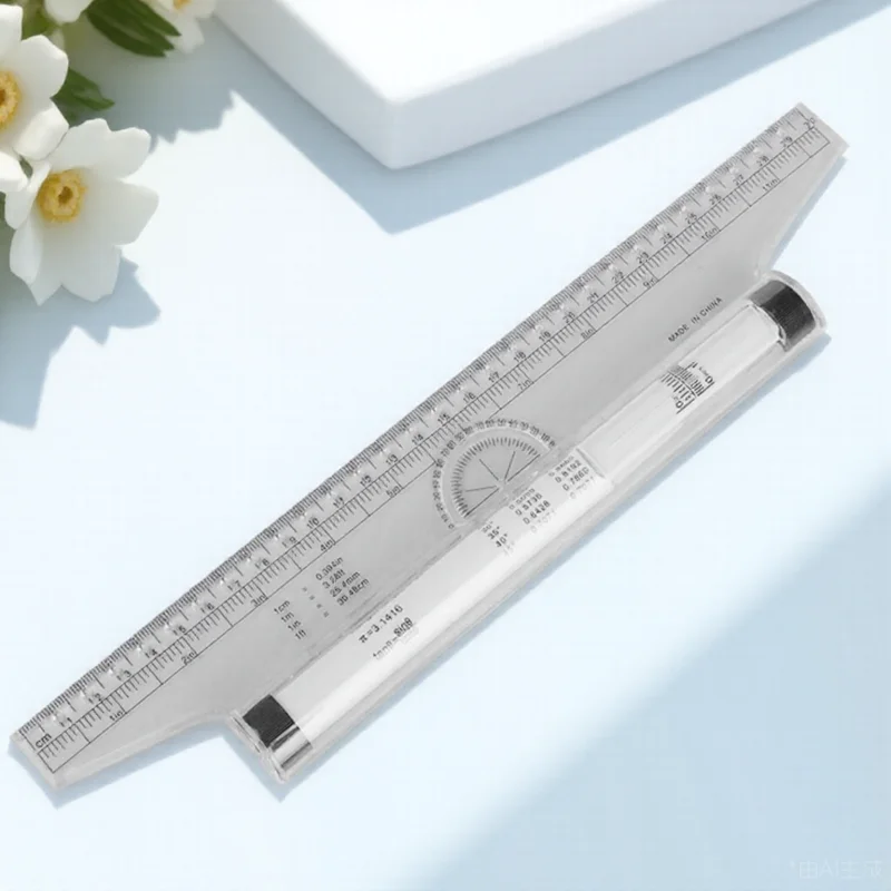 

Parallel Drawing For Angle Measurement Angle Scale Rolling Ruler Tool Multi-Purpose Plastic Measuring Ruler With Protractor