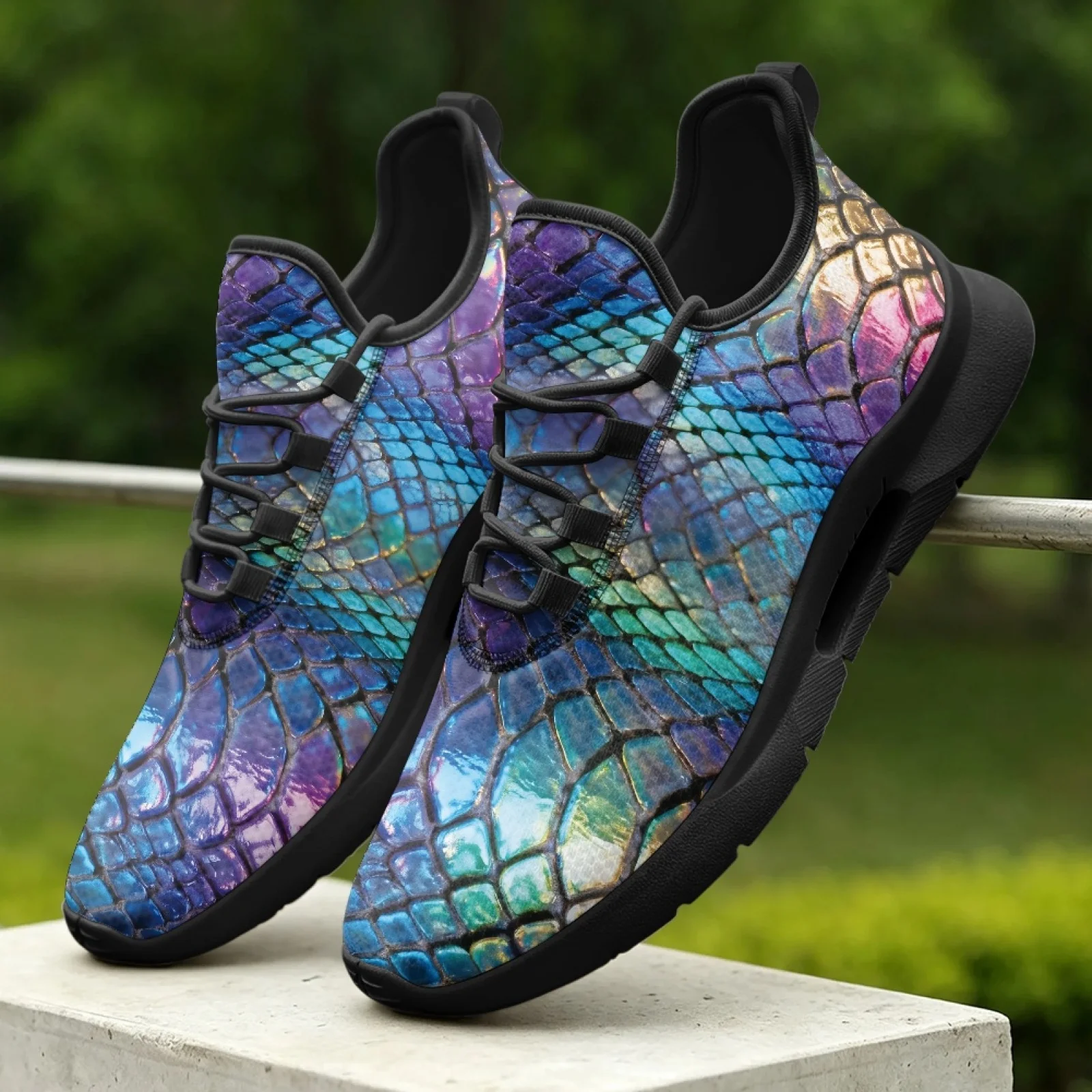 XIXIRIMIDO Women's Lace-up Casual Shoe Nurse Shoes Women's Sandals Men's Sneakers and Casual Shoes Tenis Feminino Snake Pattern