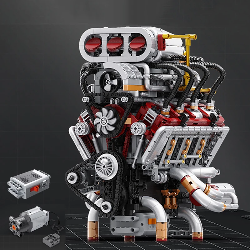 2374 قطعة V8 محرك اللبنات نموذج مقلد علبة التروس الطوب الفني لعب ألعاب تعليمية هدايا للأطفال المراهقين الكبار #2