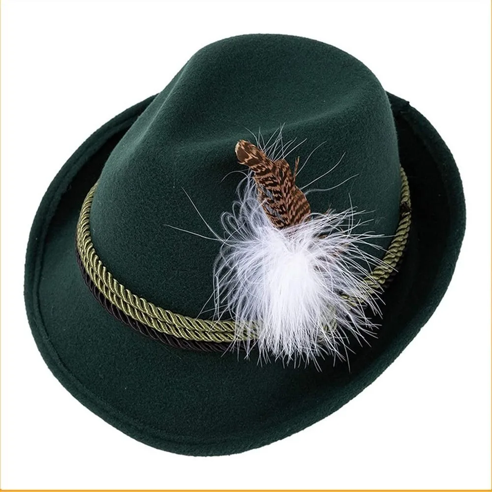 Feather Decors Hat ornament Bavarian Oktoberfest Hat Dress Up Swiss Costume Cosplay Cap Men Women Party Photo Props