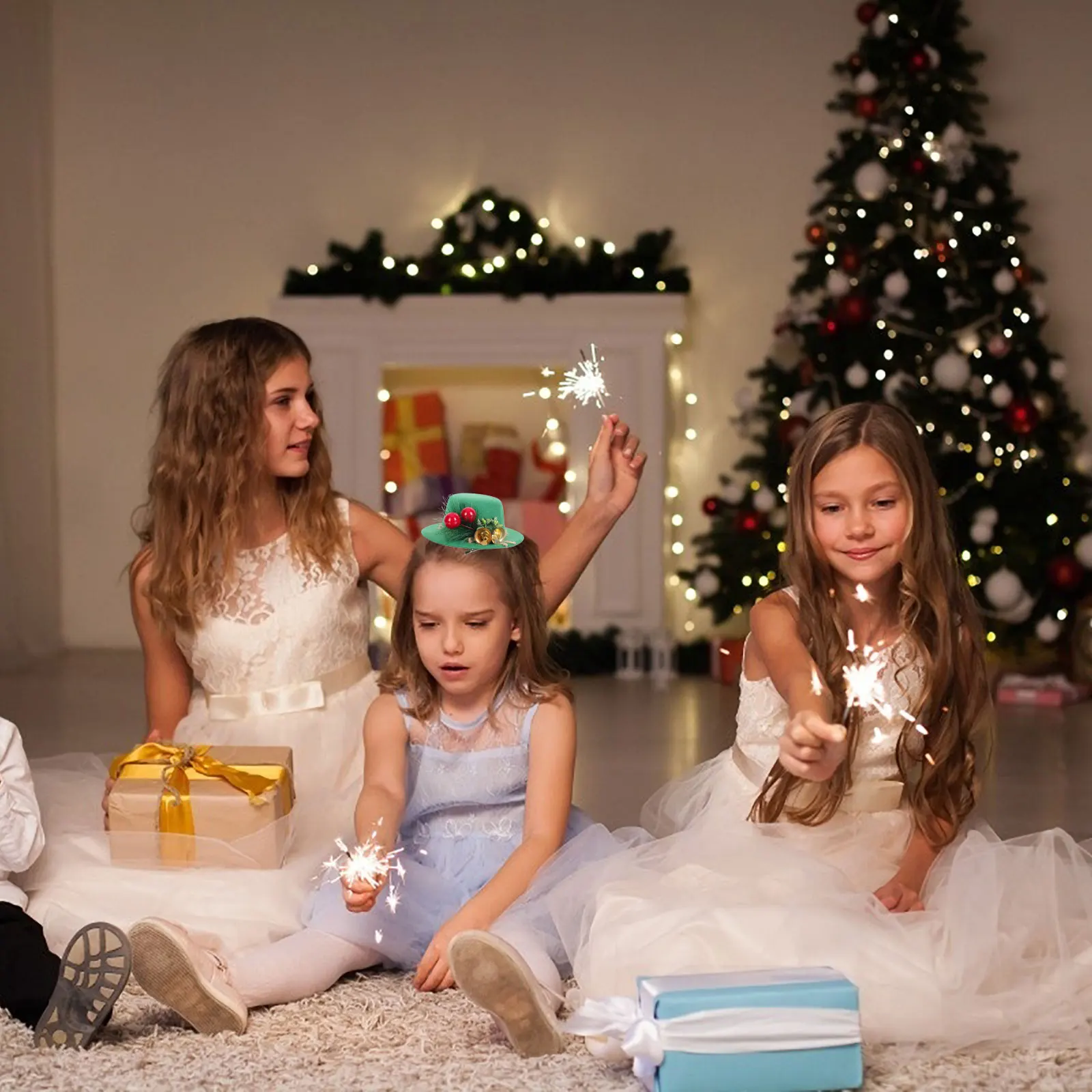 

2Pcs Berry Elk Hairpin Xmas Christmas Party Headpiece Lovely Hair Accessory Women Gift Formal Dress Hat Hairpin