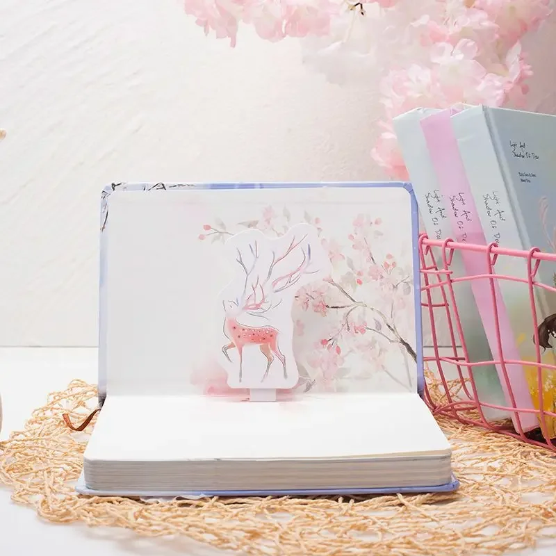 A5 Cute Deer Chinese Style Night Glow Notebook Diary Planner Color Page Illustration Note Book Stationery School Supplies New