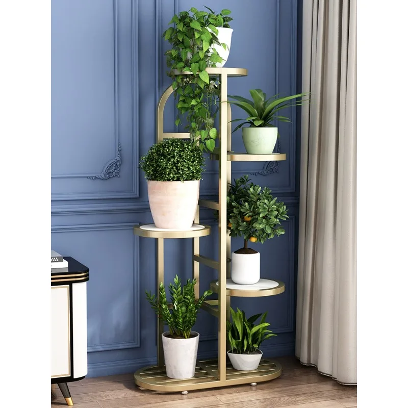 

Flower rack, living room, floor standing storage rack, balcony, succulent flower table, flower pot bracket, iron stepped simple