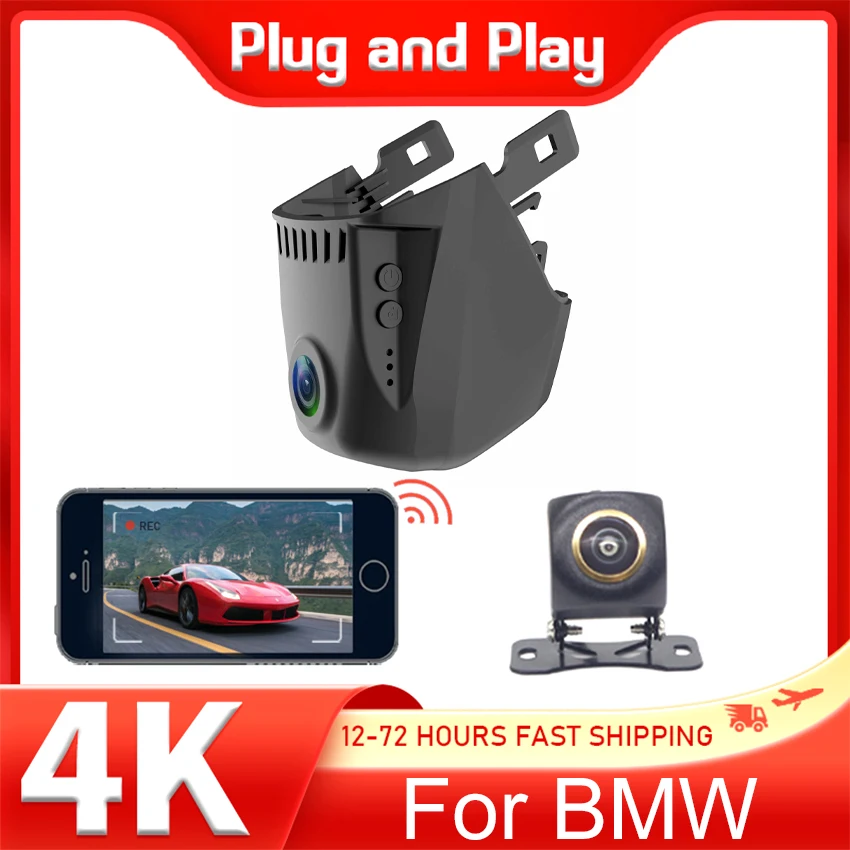 

Автомобильный видеорегистратор 4K для BMW 2017 ~ 2022 2023 G30 G31 G38 G11 G12 G32 M5 F90 5 серии 530i 540i 520i 520d 530d 540d FHD Wi-Fi камера