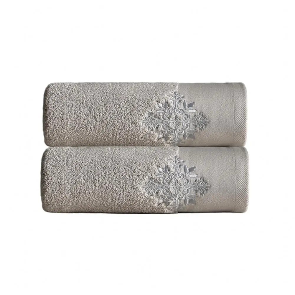 Damascus Pattern Embroidered Hand Towels 2 Pack in 100% Cotton for Consistent Performance After Multiple Washes