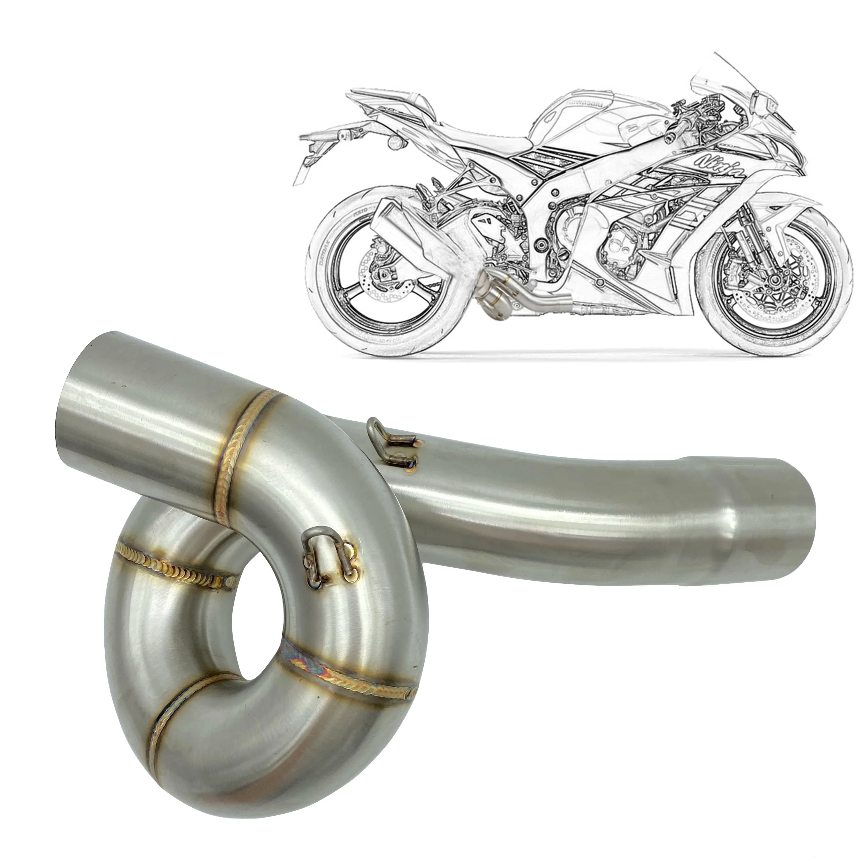 Motorrad-Auspuffrohr-Verbindungs verbindungs rohr mittlerer Mittelverbindungs-Anschluss abschnitt für kawasaki ninja zx6r 2015-2019
