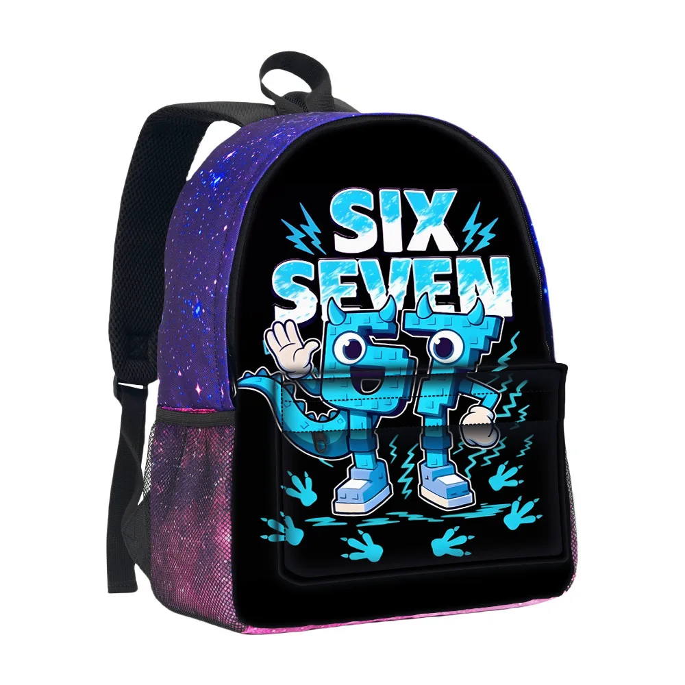 Stolen Brain Red 67 Joke Print Starry  Backpack Large Capacity Double Shoulder Bag for Elementary School Students