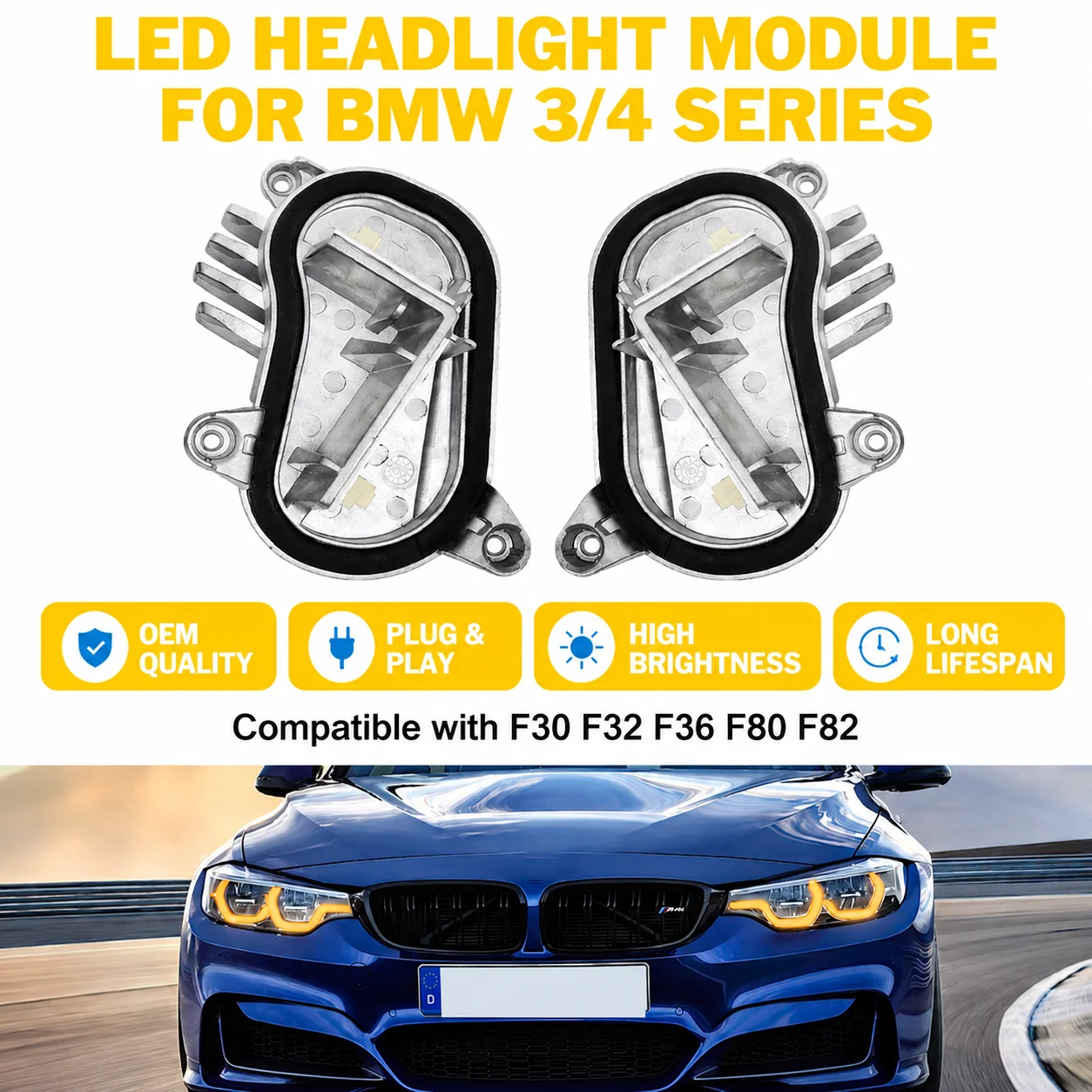 Kit double face pour feux de jour DRL, ampoule source de lumière pour BMW Série 3 4 F30 F32 F36 F80 F82 OE : 63117493229 63117493230 Phare