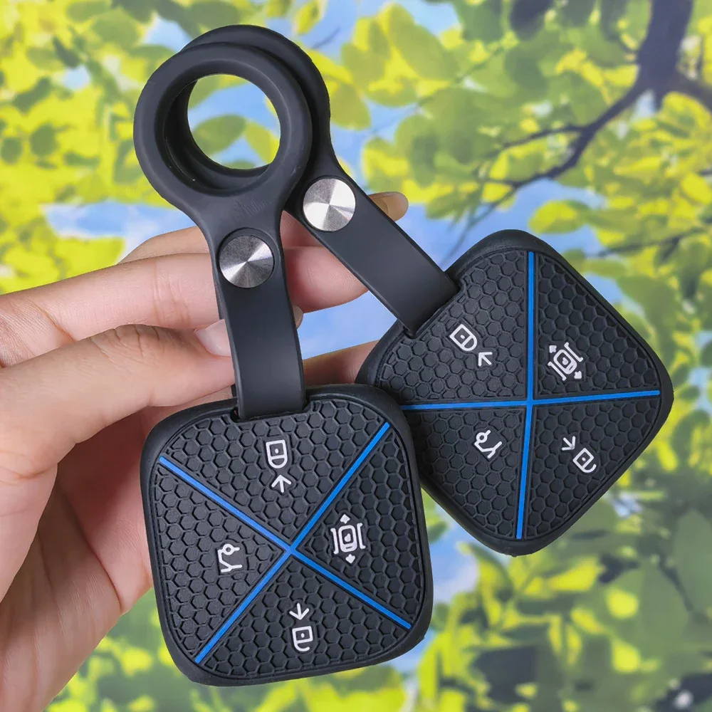 Honeycomb Cross‑Line Silicone Remote Key Fob Cover With Keychain for Zeekr 7X 001 007 2024 2025 Car Fob Protector Shell